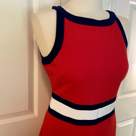 Banana Republic NWT Women's Red, White, Blue Colorblock Dress, size 4 - Picture 4 of 9